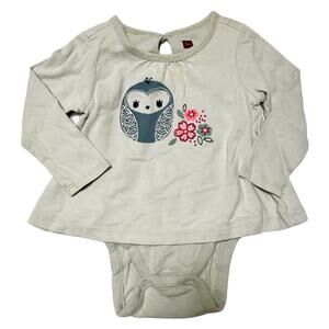 Tea Collection Embroidered Owl Onesie Size 6-12m